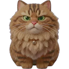 A flat-lit fluffy tabby