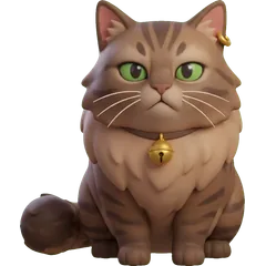 A soft 3D tabby with a bell